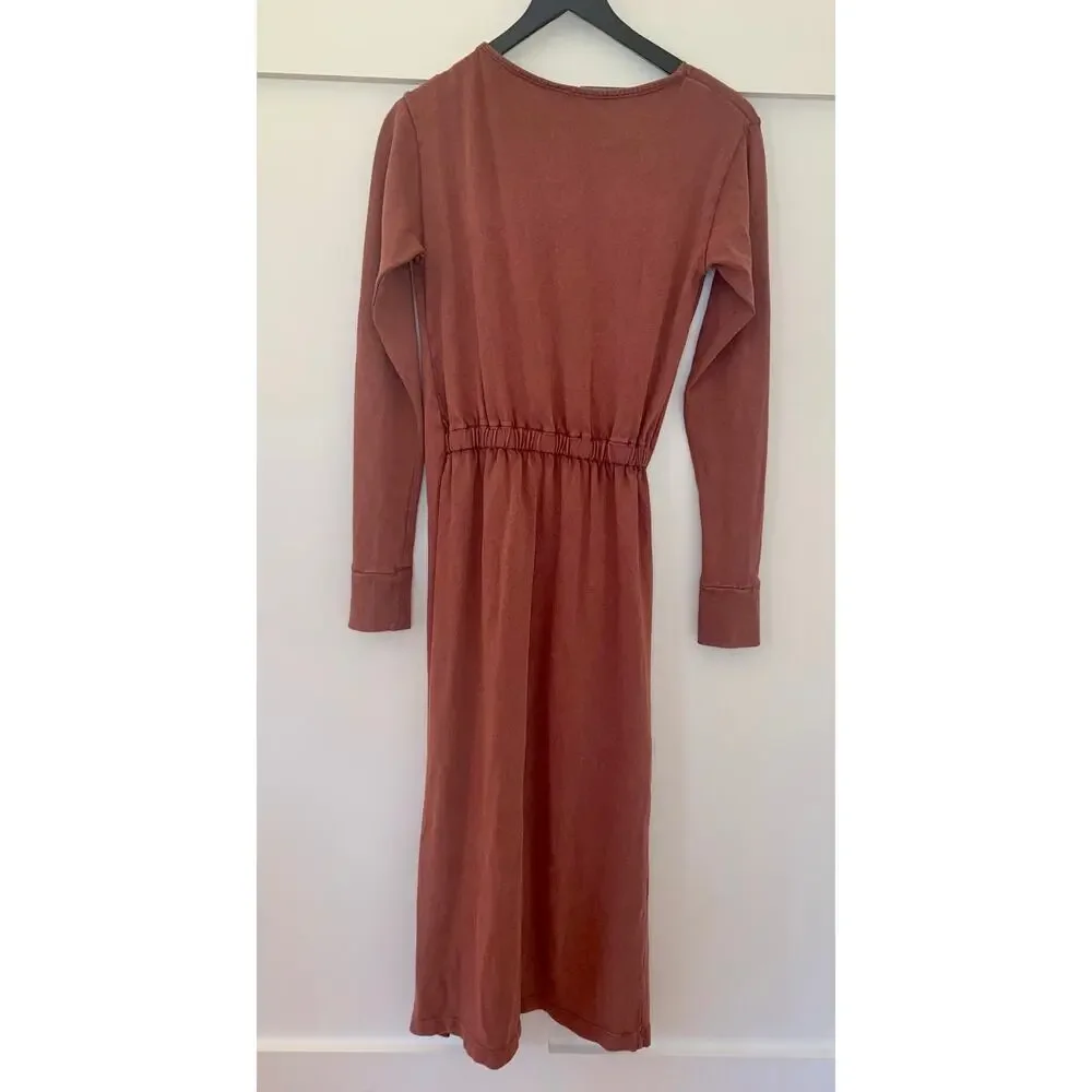 Free People Molly Side-Tie Midi Dress in Bittersweet Size XS Long Sleeve Cotton - Picture 3 of 6